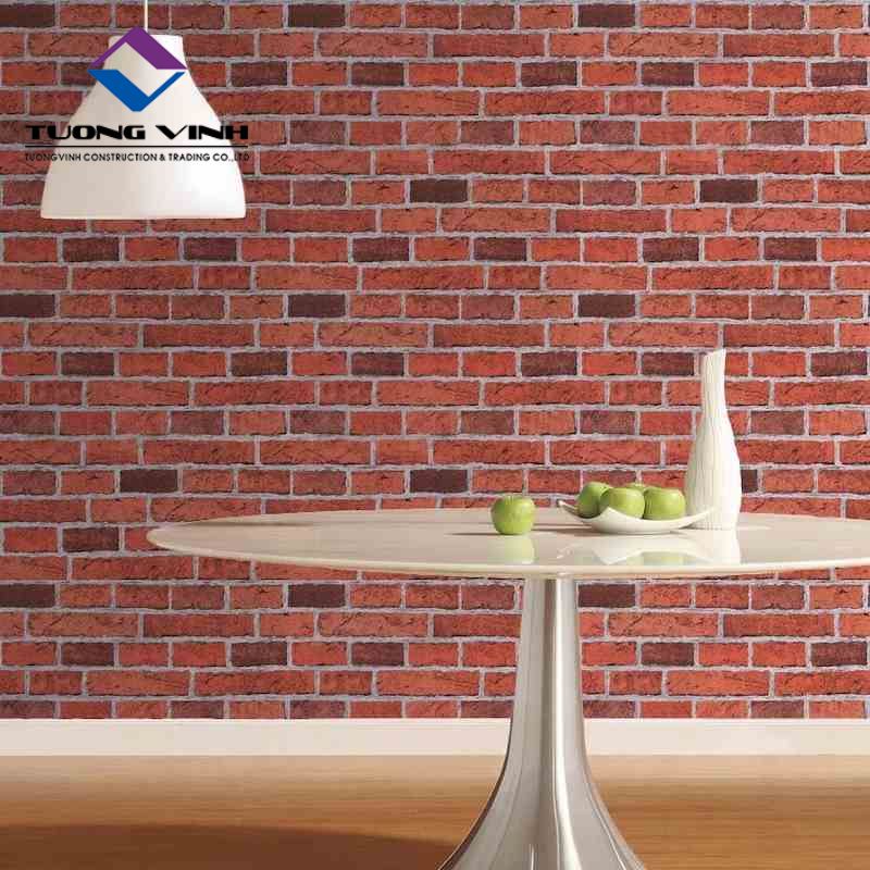 Giấy Dán Tường Màu Đỏ Giả Gạch