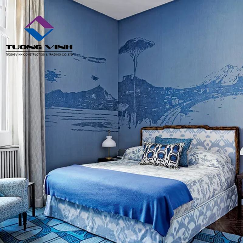 Giấy Dán Tường Xanh Lam