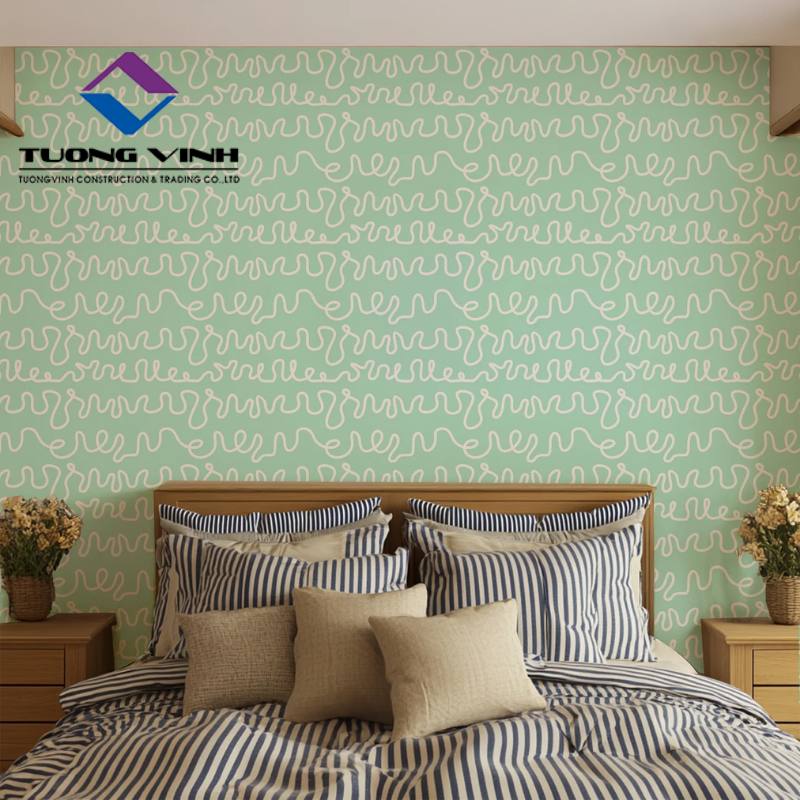 Giấy Dán Tường Màu Xanh Bạc Hà