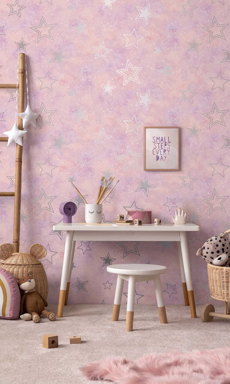 Giấy dán tường màu tím hồng