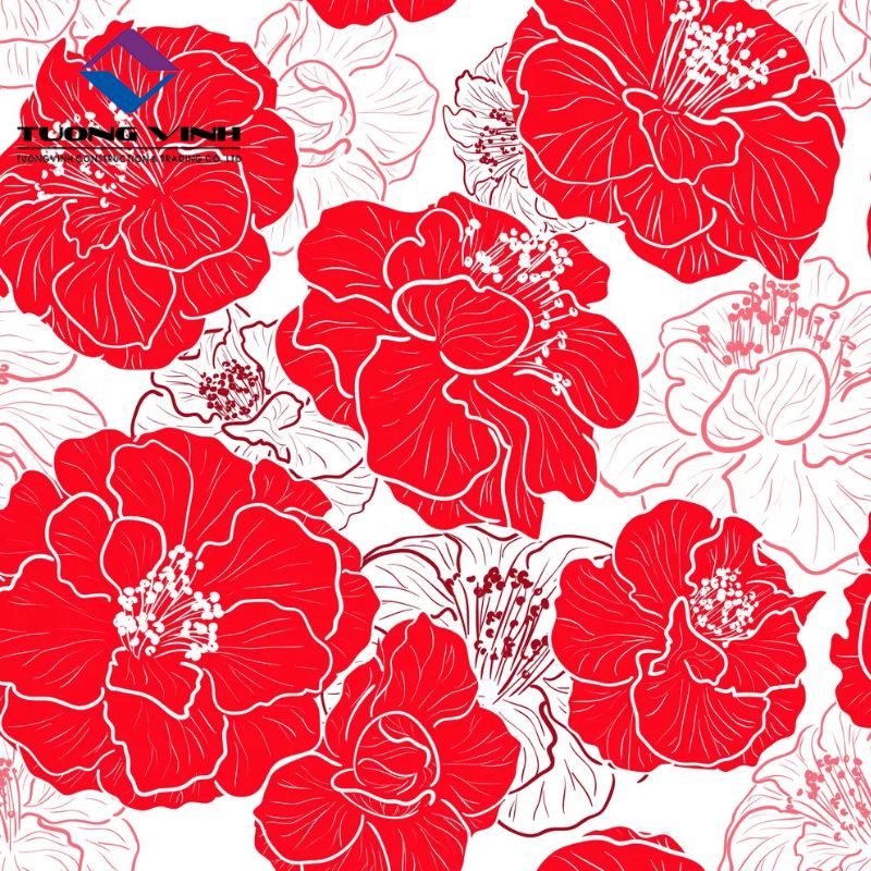 Giấy Dán Tường Hoa Văn Màu Đỏ