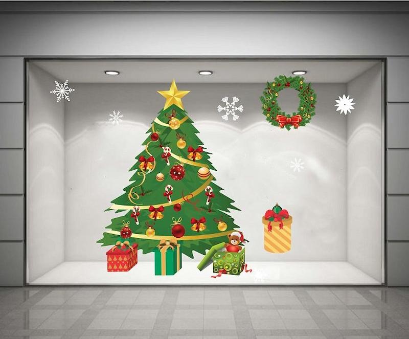 Decor cây thông Noel dán tường từ decal