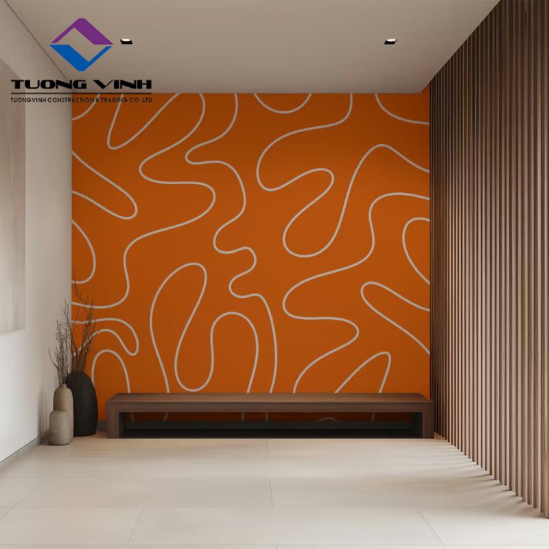 Mẫu Giấy Dán Tường Màu Cam Ánh Kim