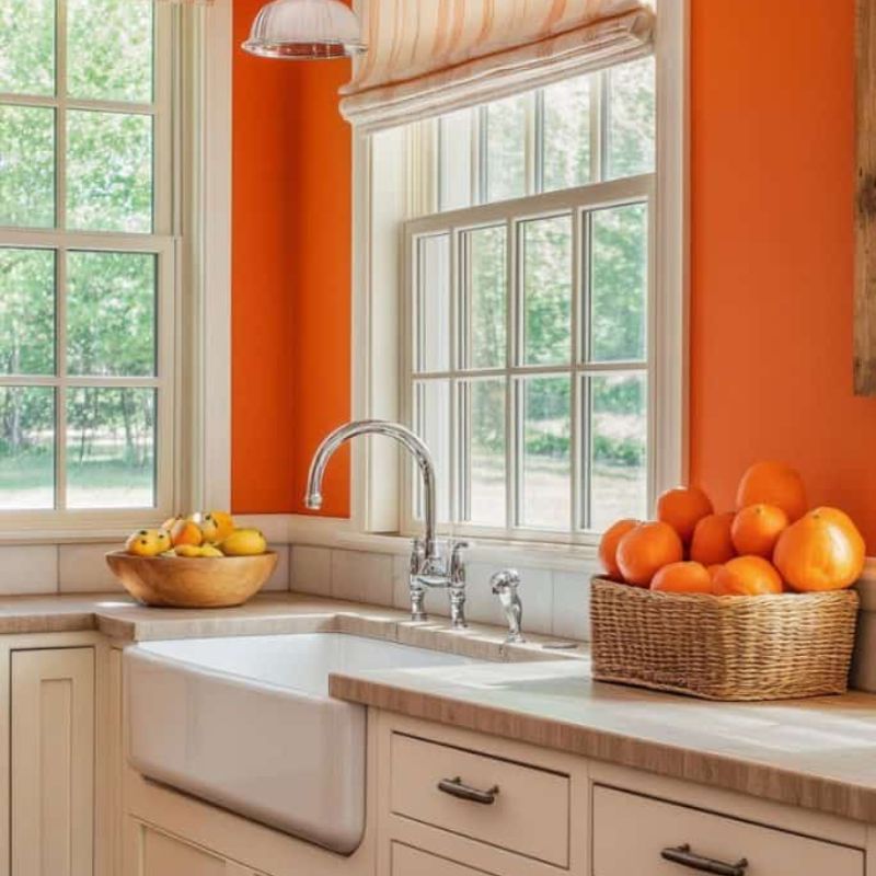 Giấy Dán Tường Màu Cam Trơn