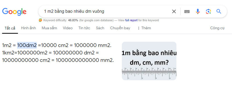 1m2 bằng bao nhiêu dm2