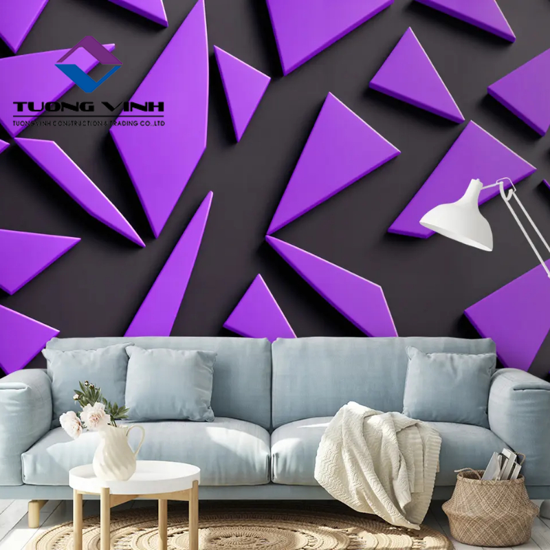 Giấy Dán Tường Màu Tím 3D