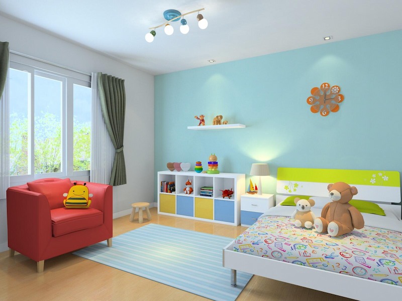 dán tường màu xanh