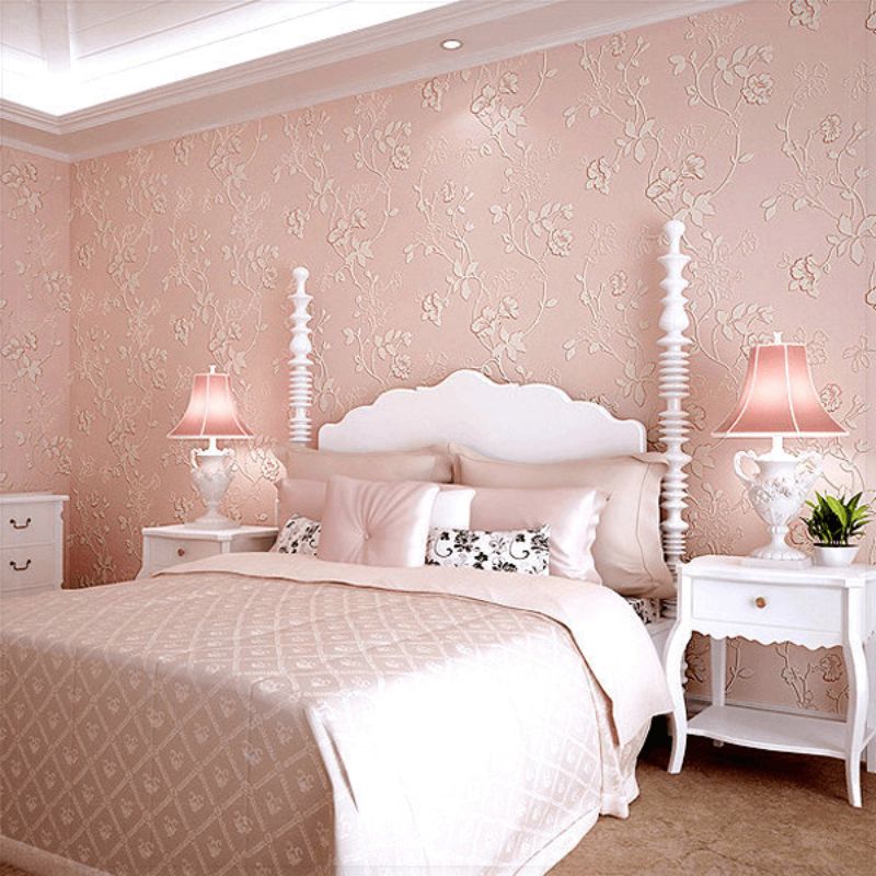 giấy dán tường hàn quốc màu hồng