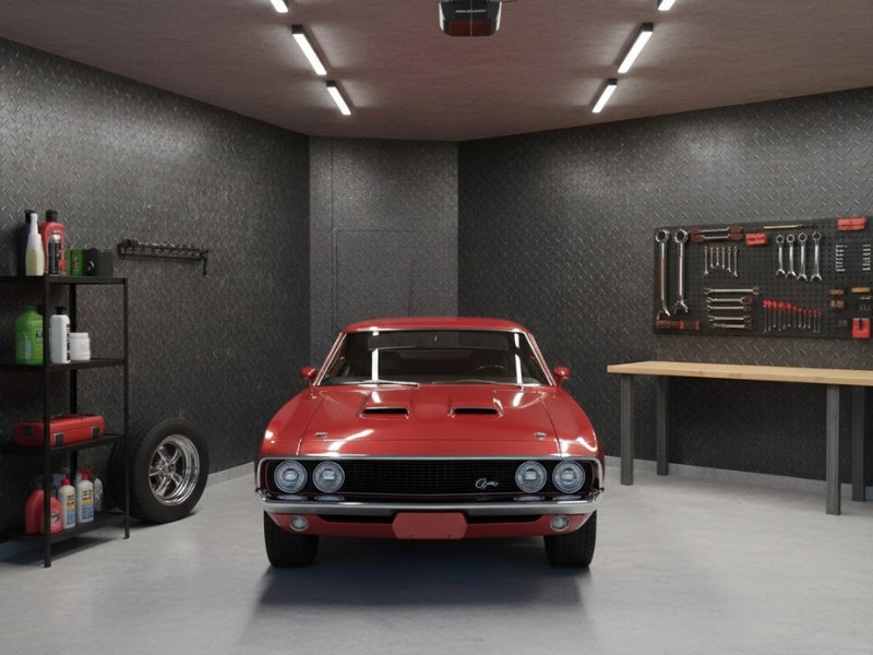 giấy dán tường Gara ô tô