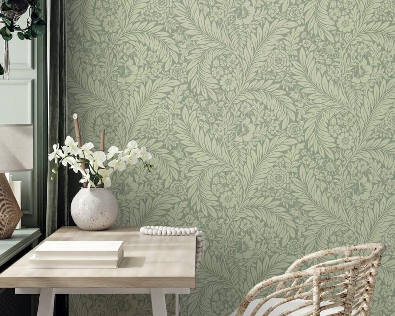 giấy dán tường màu xanh lá cây