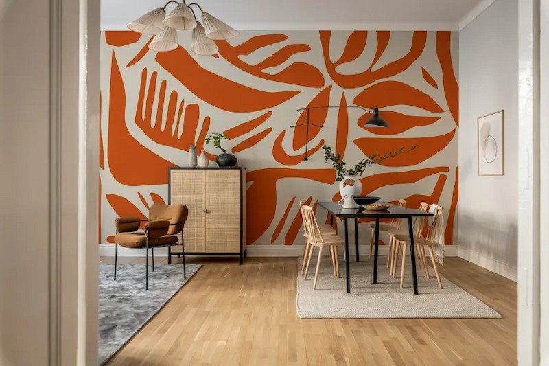 Giấy dán tường màu cam đất