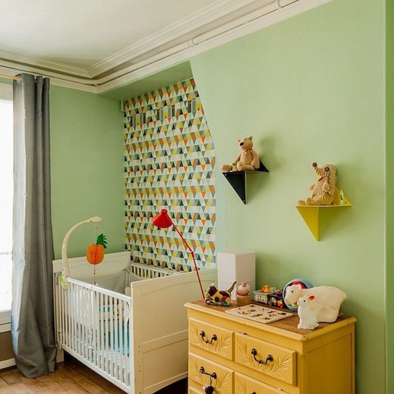 Giấy Dán Tường Màu Xanh Cốm