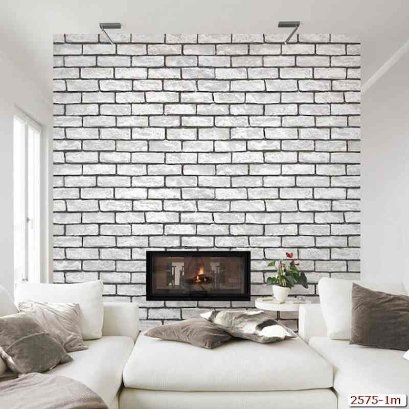 giấy dán tường giả gạch màu xám