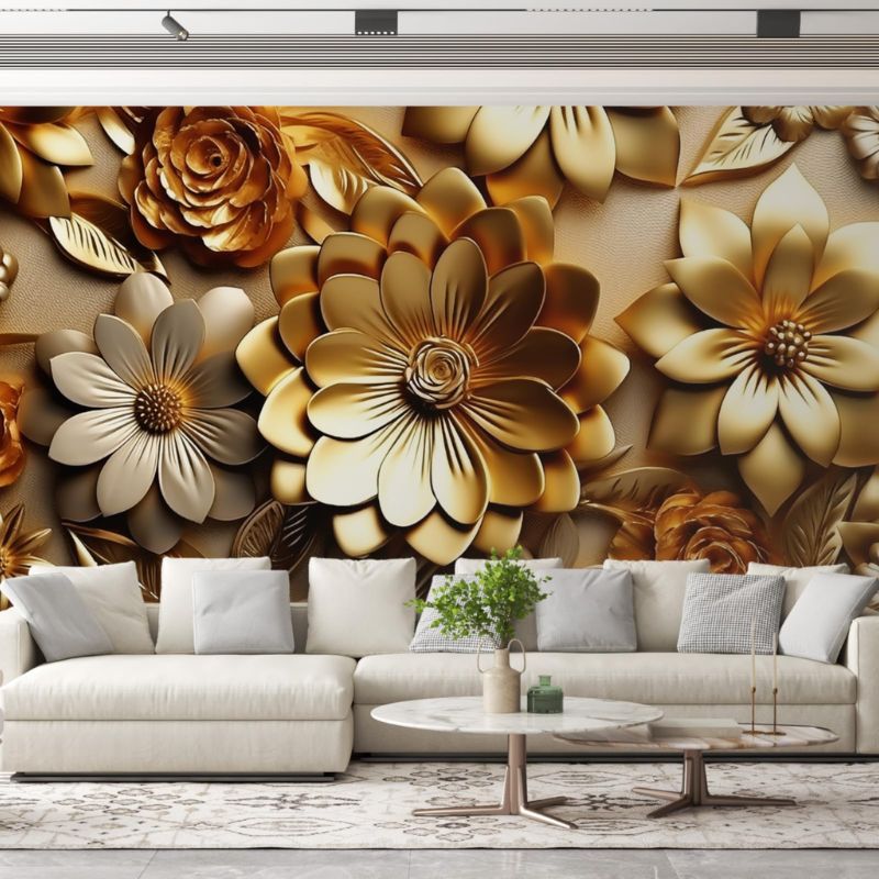 giấy dán tường màu nâu vàng