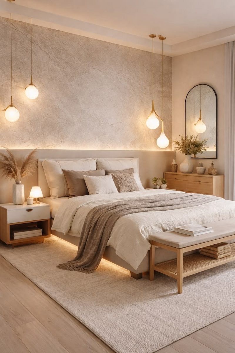 Giấy dán tường màu sáng, pastel rất thích hợp phòng trọ nhỏ, tạo cảm giác không gian rộng hơn