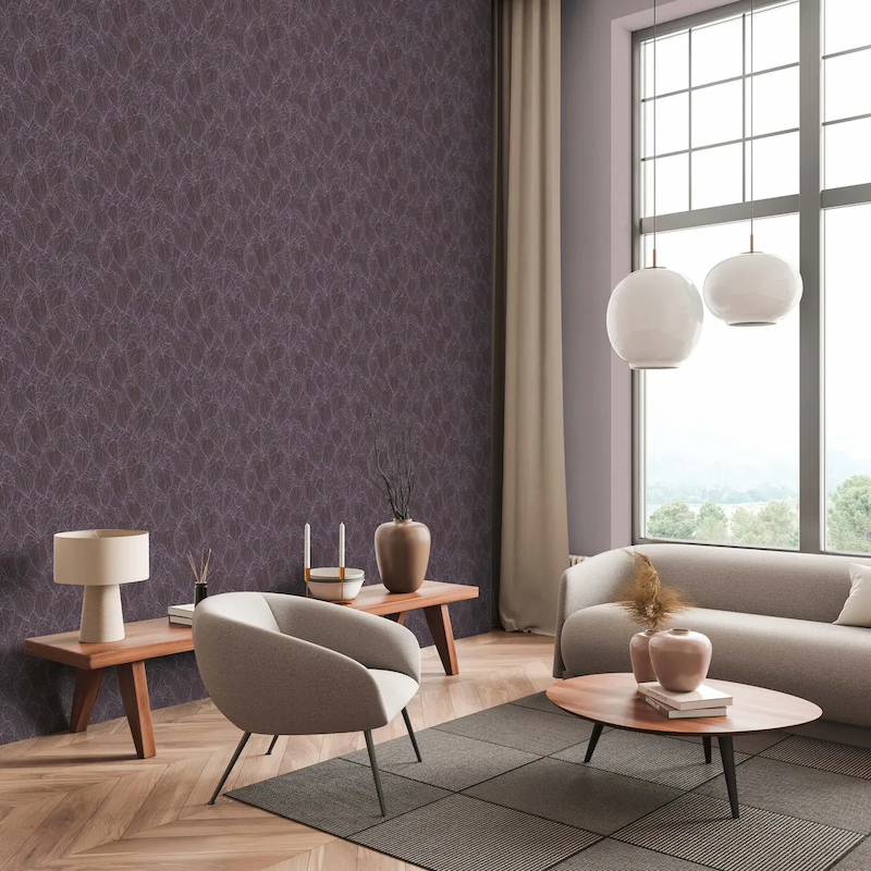 Giấy dán tường màu tím xám