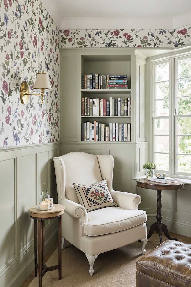 giấy dán tường phòng đọc sách