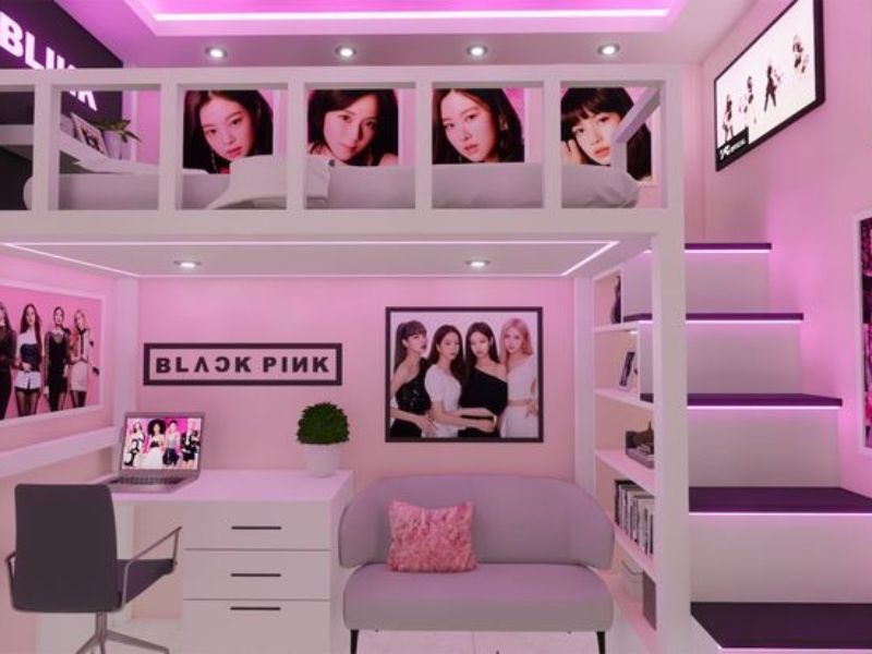 Bố trí không gian trang trí phòng ngủ Blackpink 