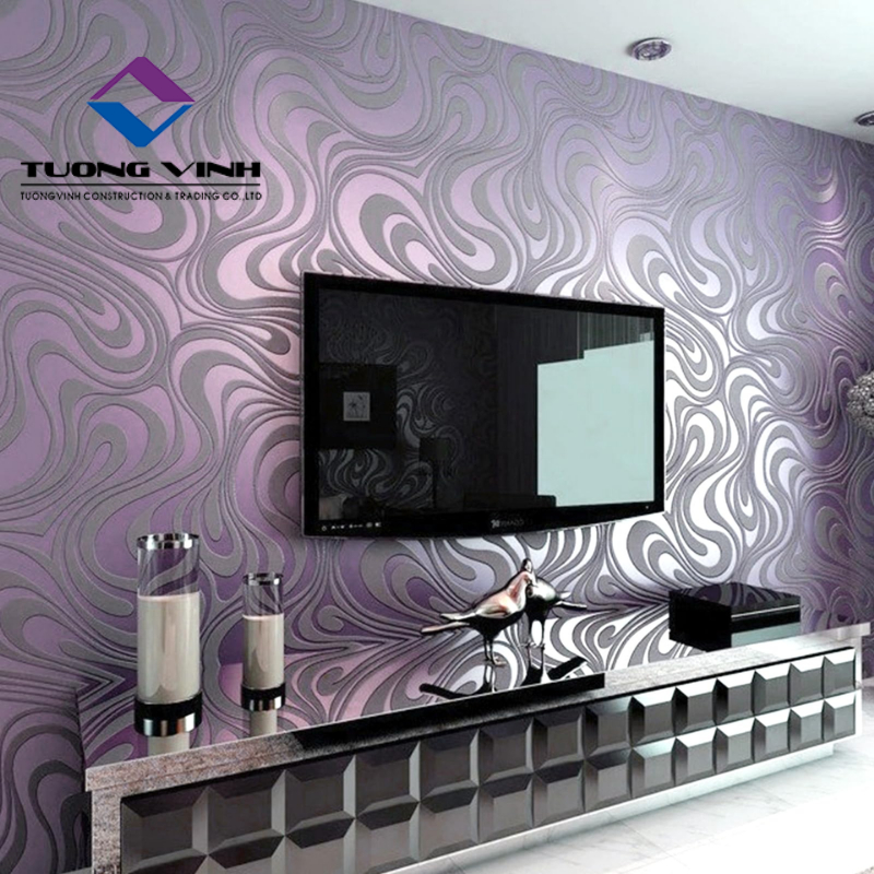 Giấy Dán Tường Màu Tím Xám