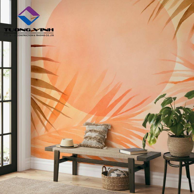 Giấy Dán Tường Màu Cam Đào