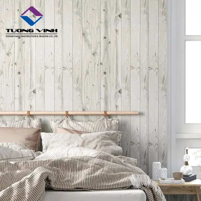 Giấy Dán Tường Vân Gỗ Trắng