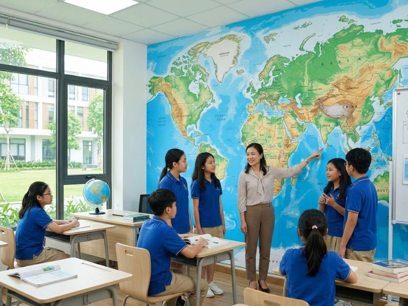 giấy dán tường phòng học