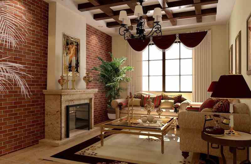 giấy dán tường giả gạch màu đỏ