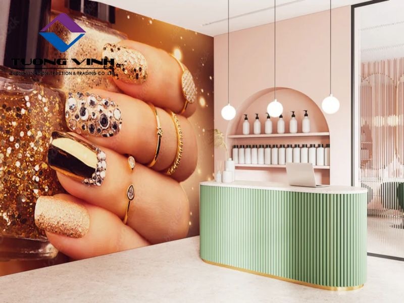 Mẫu Giấy Dán Tường Tiệm Nail Hàn Quốc Cực Thu Hút