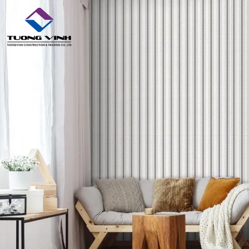 Giấy Dán Tường Trắng Sọc