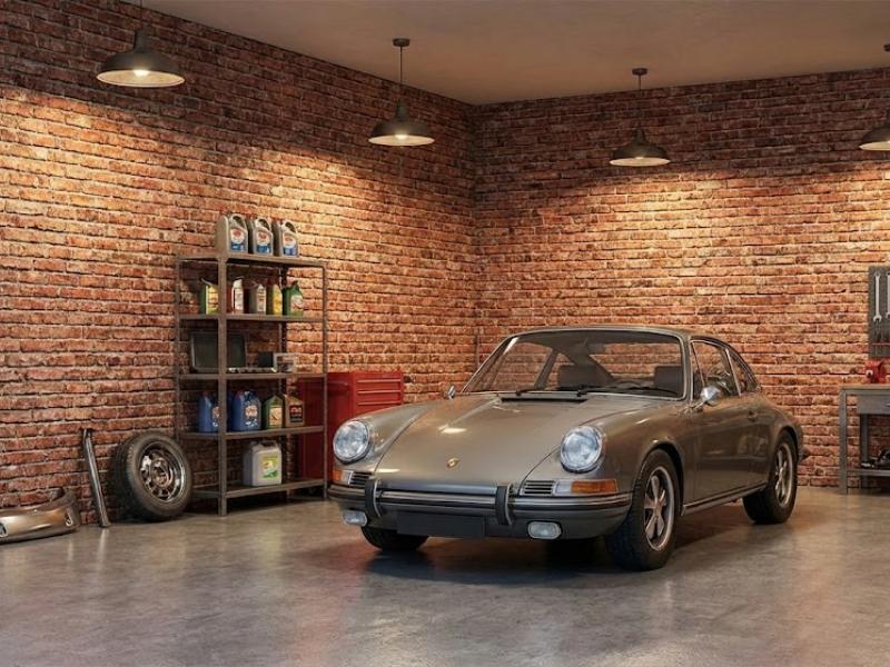 giấy dán tường Gara ô tô