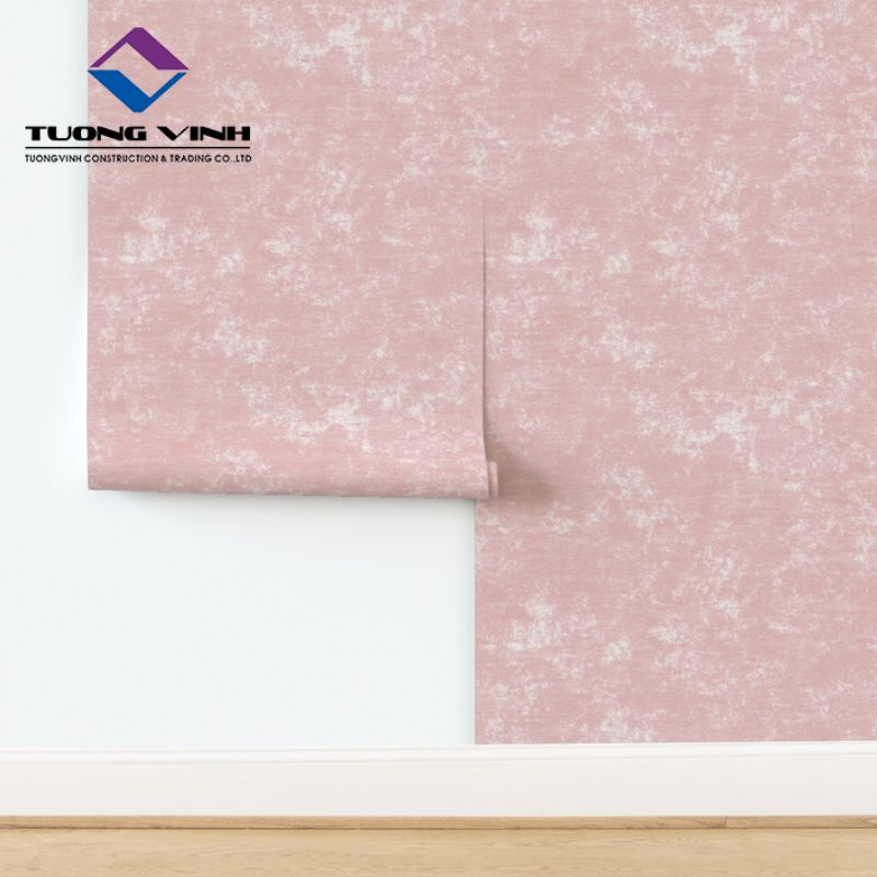 Giấy Dán Tường Giả Vải Màu Hồng