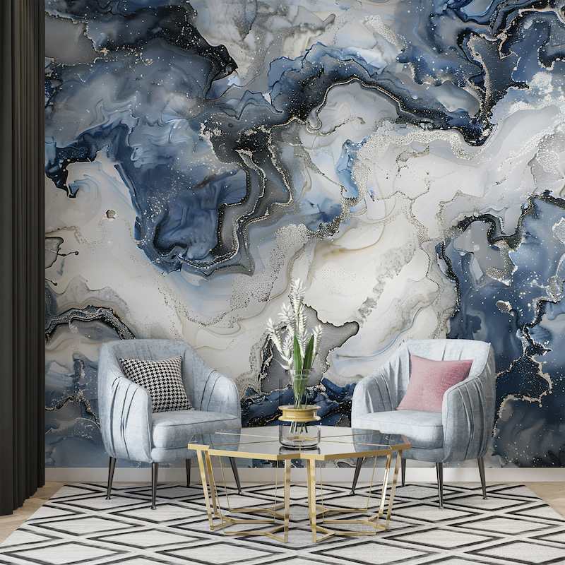 giấy dán tường màu xanh ghi