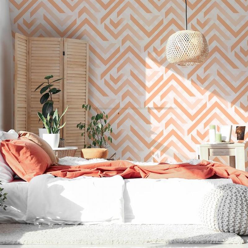 Cách kết hợp giấy dán tường màu cam nhạt với nội thất
