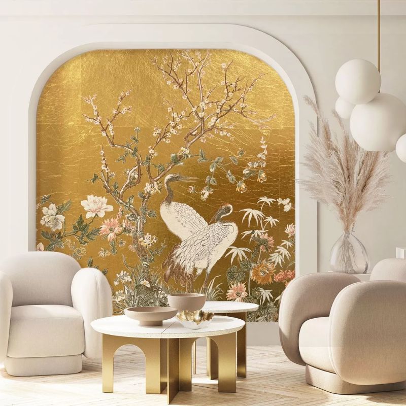 giấy dán tường màu nâu vàng