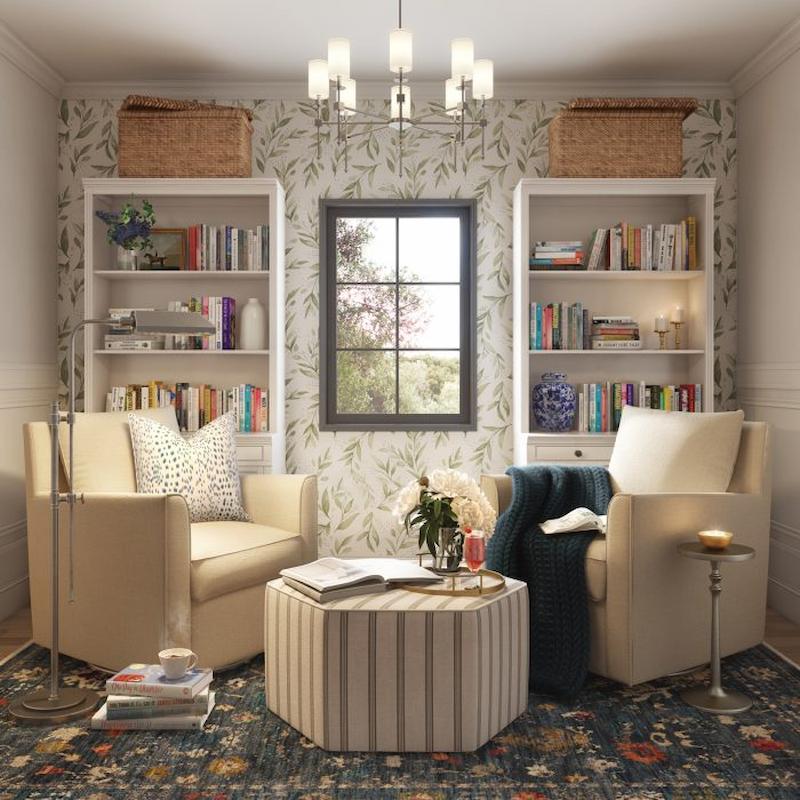 giấy dán tường phòng đọc sách