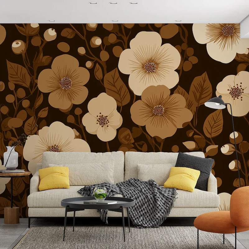 giấy dán tường màu nâu đất