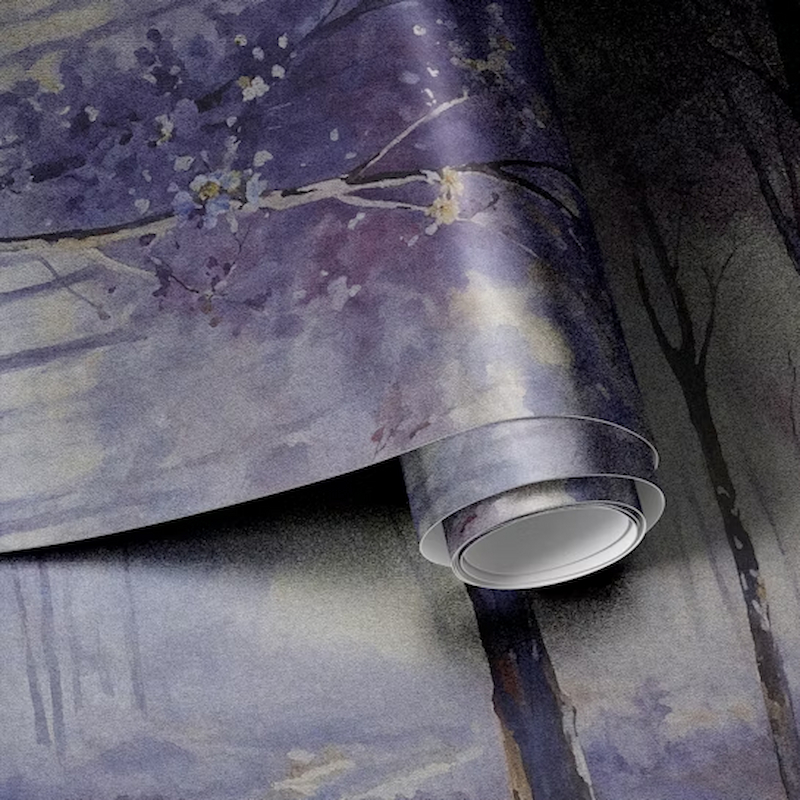 Giấy dán tường tím xám họa tiết vân đá, vân vải