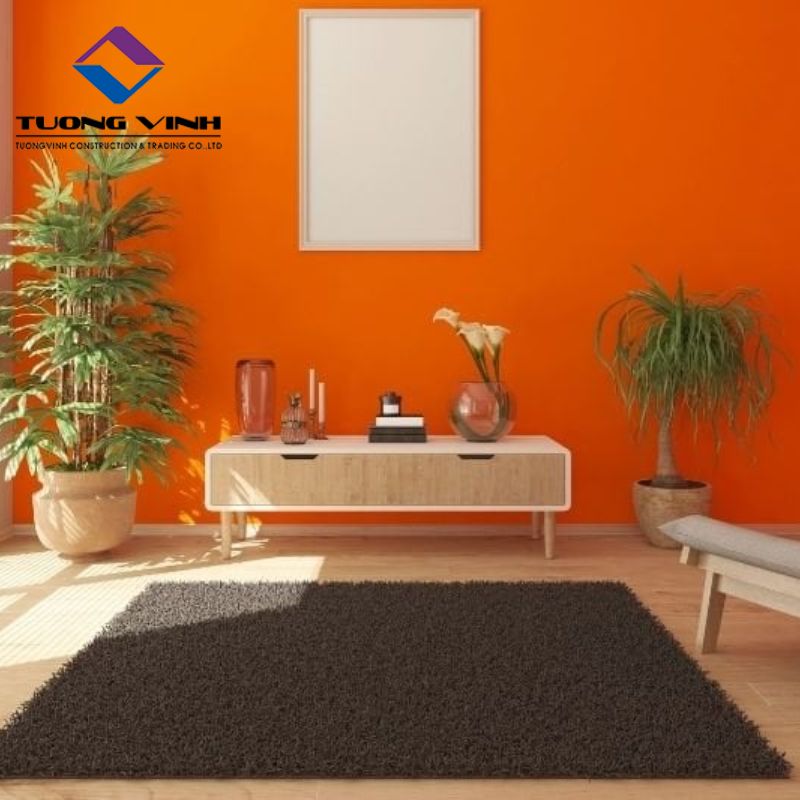 Giấy Dán Tường Màu Cam Trơn