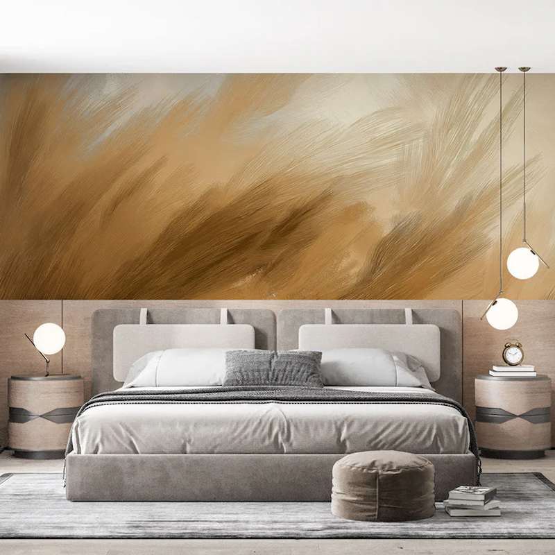 giấy dán tường màu nâu vàng loang màu