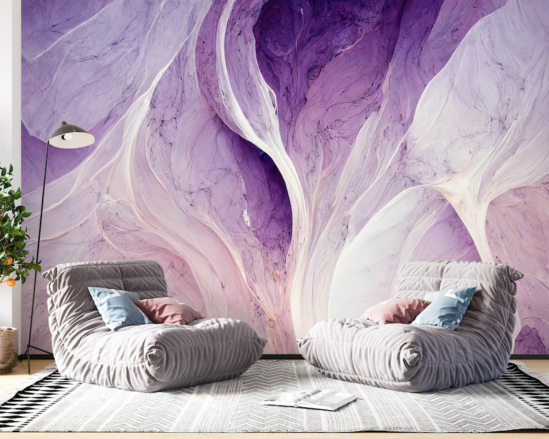 Giấy dán tường màu tím 3D