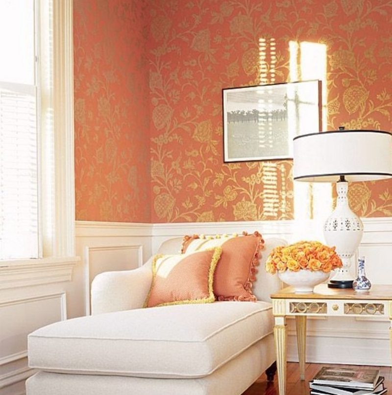 giấy dán tường màu cam