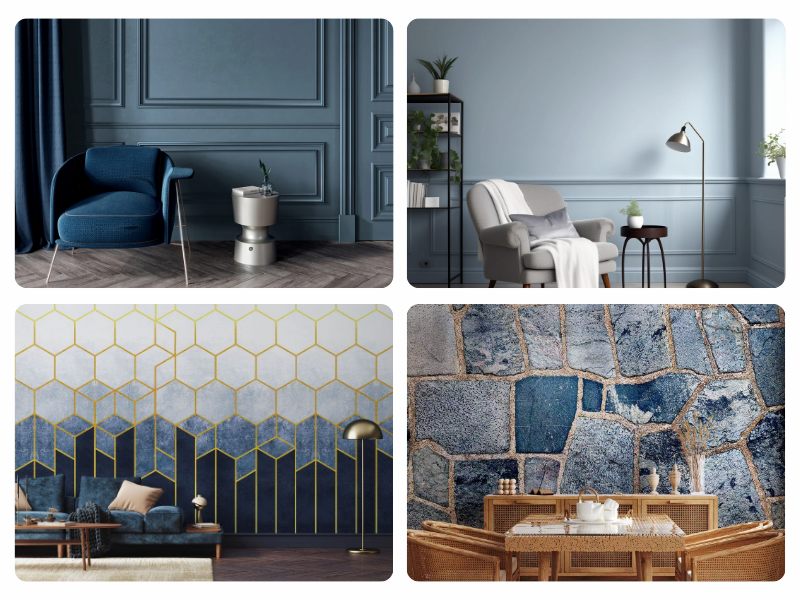 Các loại giấy dán tường màu xanh ghi phổ biến