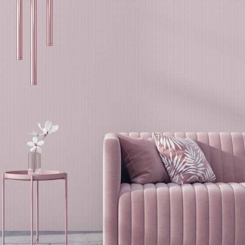 Giấy dán tường màu hồng vân xước có thể tạo không gian chill