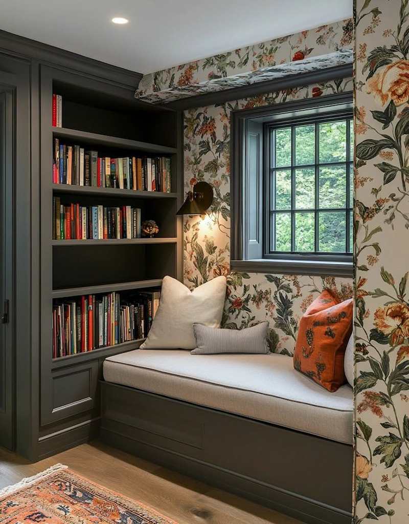 giấy dán tường phòng đọc sách