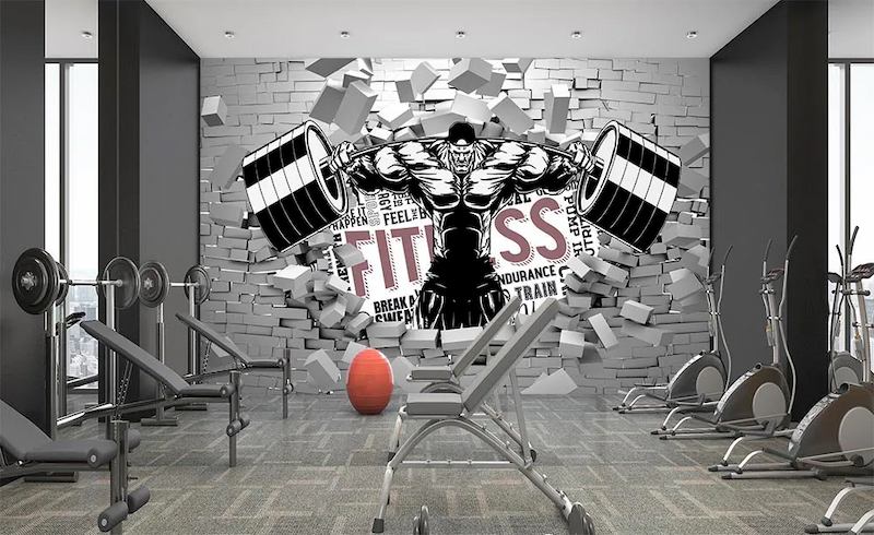 giấy dán tường phòng gym