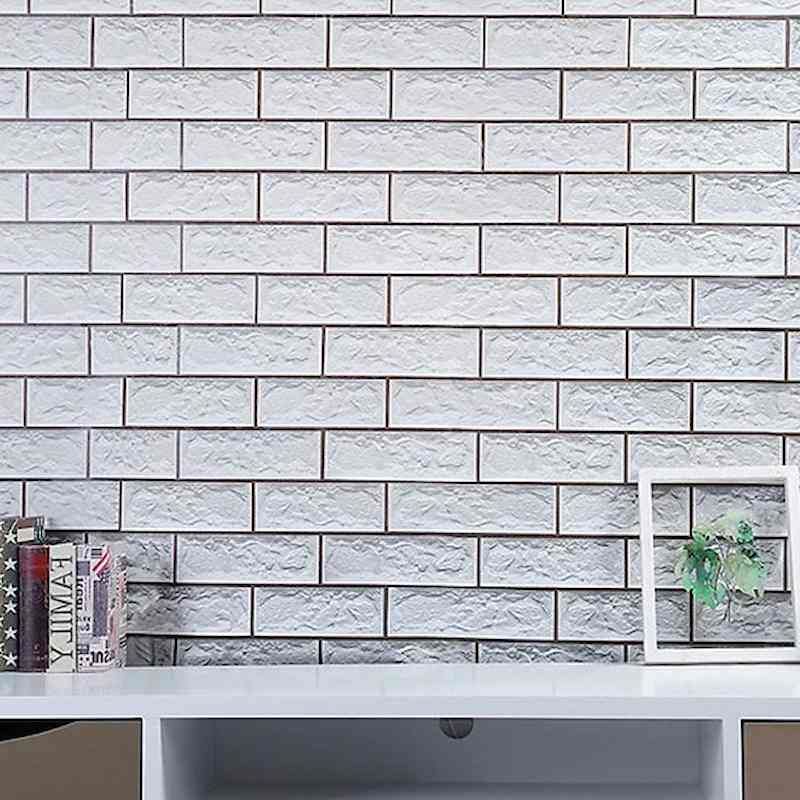 Giấy Dán Tường Giả Gạch Màu Xám