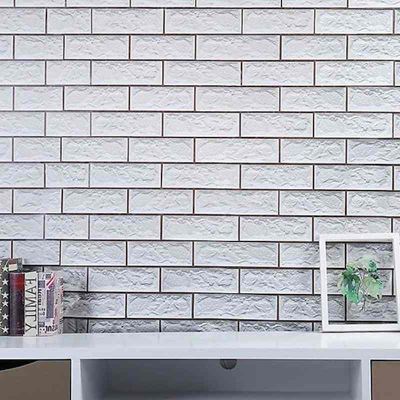 giấy dán tường giả gạch màu xám