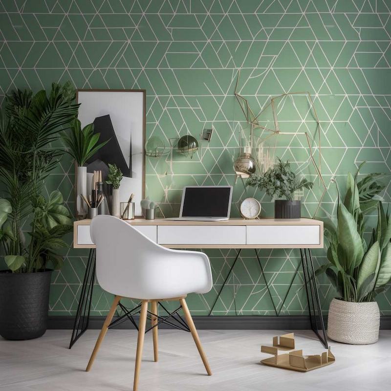 Giấy Dán Tường Màu Xanh Lá Cây