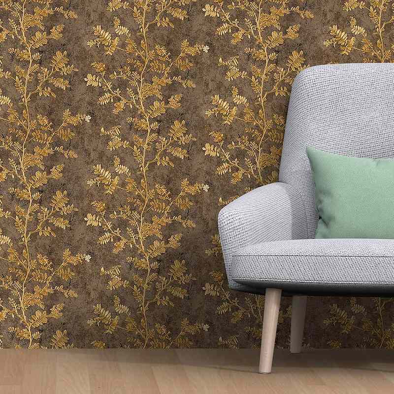 giấy dán tường màu nâu vàng