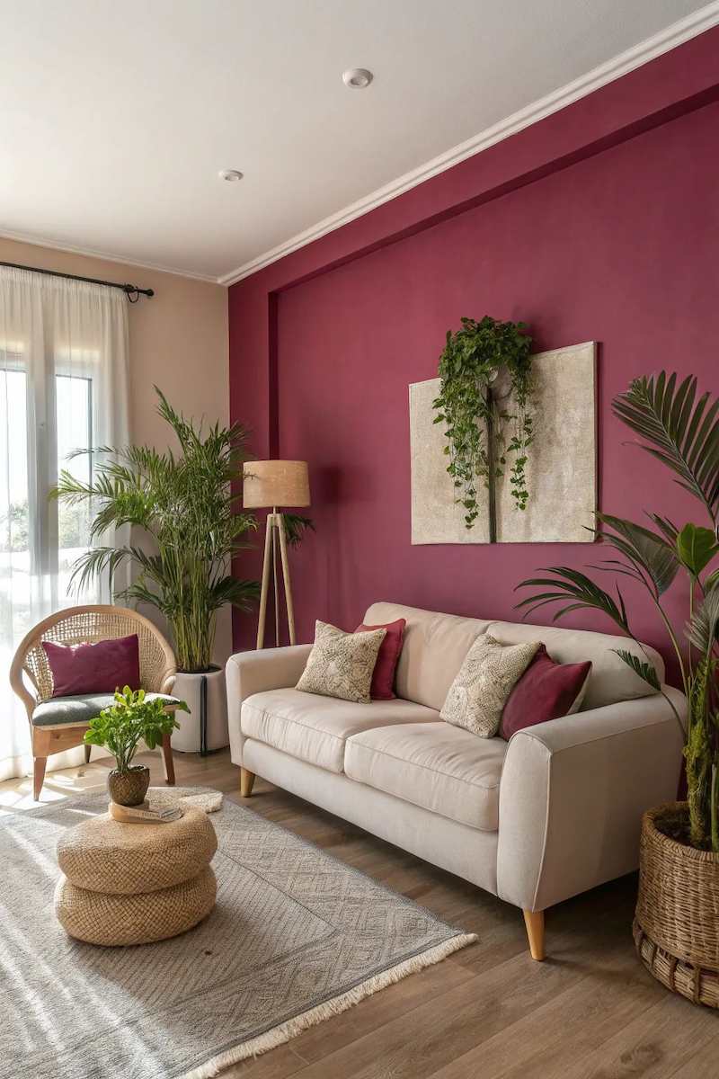 giấy dán tường màu đỏ nhám